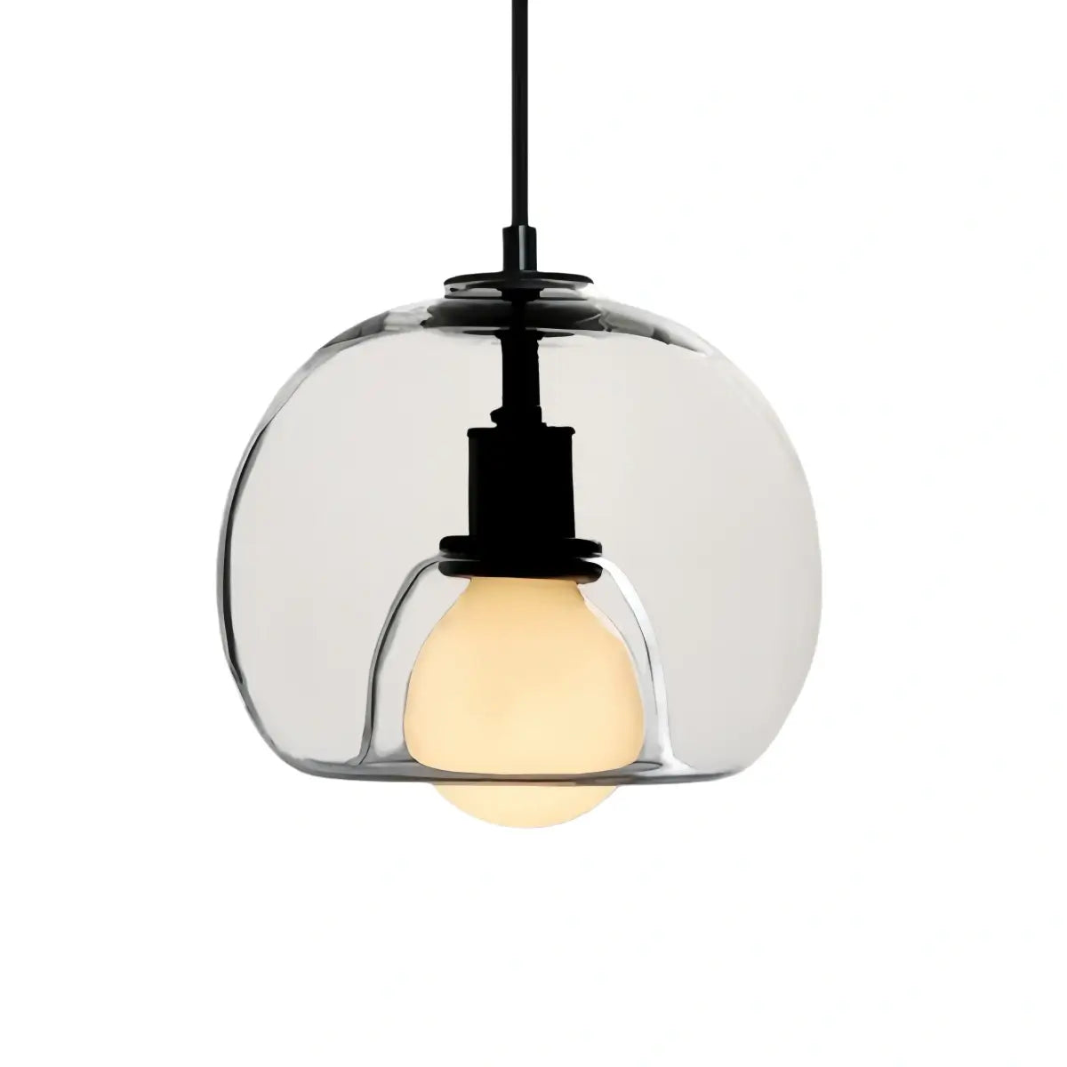Minimalist Glass Pendant Light – Metal Clear Smoke Cognac